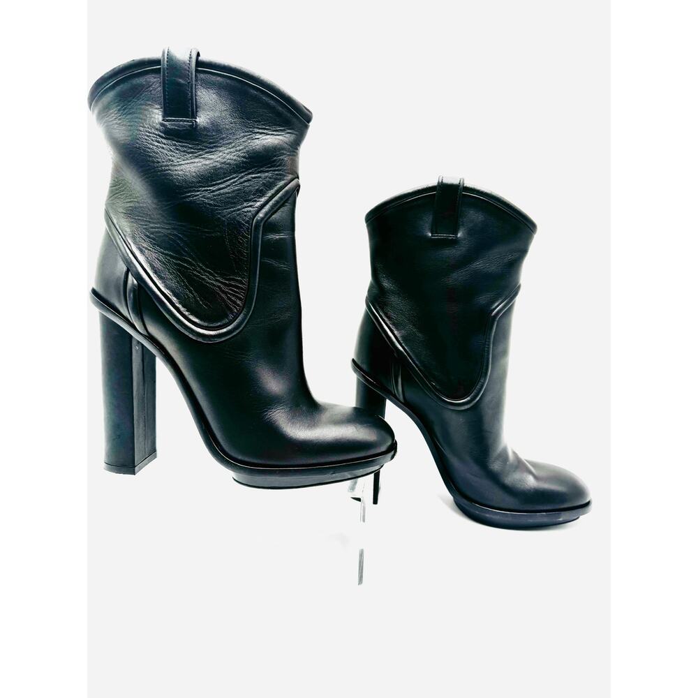 Gucci Trish Runway Black Leather Pull-On High Heel Ankle Boots EU 37 - Picture 9 of 10